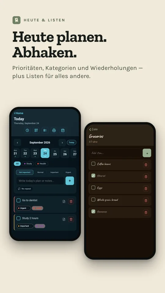 Plane deinen Tag, nicht nur deine To-dos.